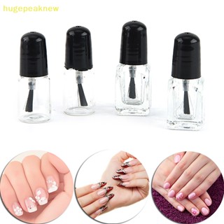 Hugepeaknew ขวดแก้วเปล่า พร้อมฝาปิด สีดํา ขนาด 2 มล. 3 มล. สําหรับใส่ยาทาเล็บ