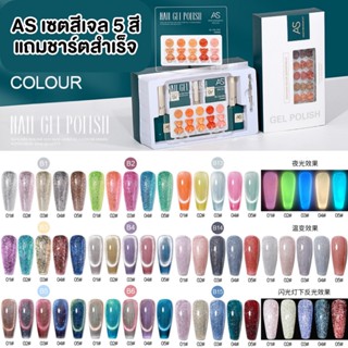 ืNailsFC AS เซ็ทB  เซตสีเจล5สี มีให้เลือก 17เซต แถมชาร์ตสำเร็จรูป ปริมาณ15ml