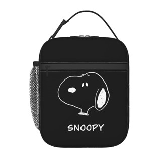 กระเป๋าใส่กล่องอาหารกลางวัน มีฉนวนกันความร้อน ลาย Snoopy ขนาดใหญ่ ใช้ซ้ําได้ สําหรับผู้ชาย และผู้หญิง