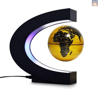 พร้อมส่ง ลูกโลกลอยแม่เหล็ก รูปตัว C พร้อมฐานไฟ LED ขนาด 3 นิ้ว สําหรับตกแต่งบ้าน ออฟฟิศ