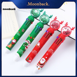 &lt;moonback&gt; ปากกาลูกลื่น ลายคริสต์มาส กวาง กันลื่น 10 สี สําหรับเด็กนักเรียน 4 8 ชิ้น