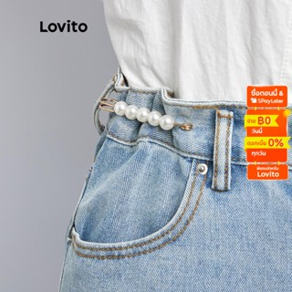 Lovito เข็มกลัดโลหะ ไข่มุก เรียบง่าย ลําลอง L233L147 (สีทอง)