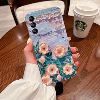 เคสโทรศัพท์ซิลิโคน แบบนิ่ม ลายภาพวาดสีน้ํามัน รูปดอกไม้ หรูหรา สําหรับ Samsung Galaxy A54 A34 5G A14 A34 5G