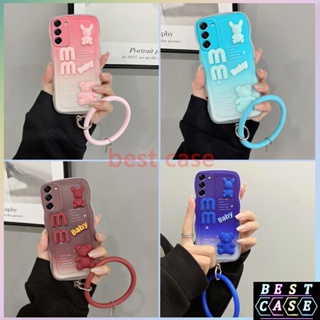 เคส Samsung S22 Plus เคสขอบหยัก เคสโทรศัพท์น่ารัก ตุ๊กตาฟิกเกอร์สามมิติ พร้อมสร้อยข้อมือ เคสนิ่ม ป้องกันกล้อง เคสเต็มรูปแบบ GZ