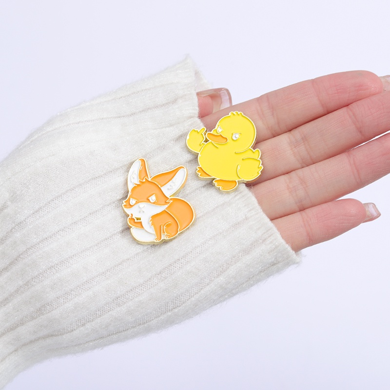 การ์ตูนสัตว์ เป็ด กระต่าย สุนัขจิ้งจอก เคลือบ Pins น่ารัก สัตว์ แมว เข็มกลัด เครื่องประดับ ของขวัญสําหรับเด็ก เพื่อนสนิท