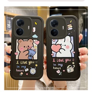 เคส Vivo T1 5G เคสโทรศัพท์มือถือ TPU แบบนิ่ม ลายการ์ตูนกระต่าย และหมีน่ารัก สําหรับ