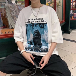 Summer New Style Harajuku Retro Printed Short-Sleeved T-Shirt Men Women Trendy Korean Version High Street Large Siz_02