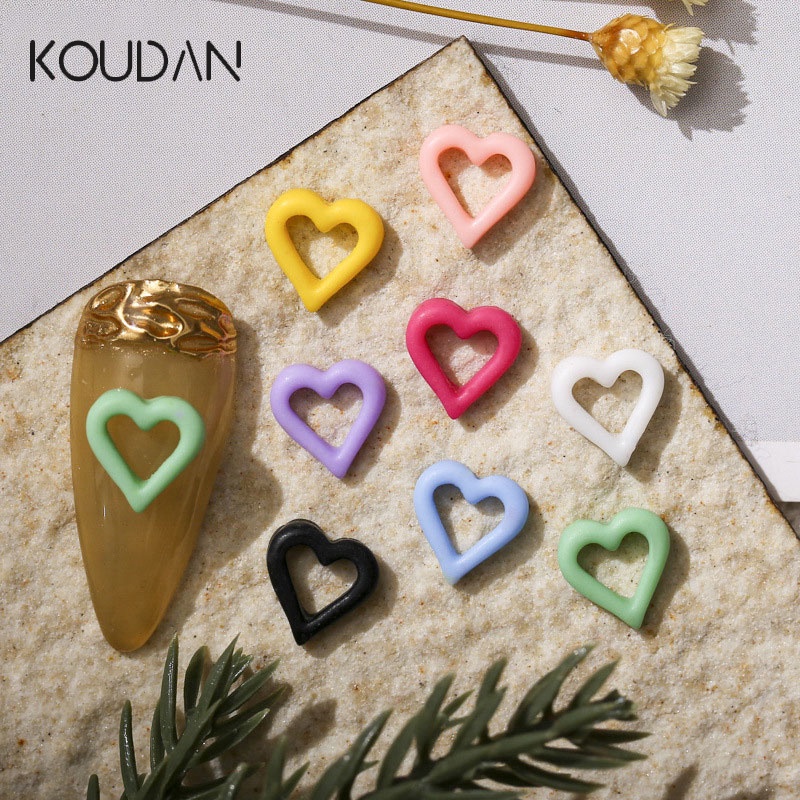 Koudan สติกเกอร์ตกแต่งเล็บ ลายหัวใจน่ารัก ฉลุลาย 50 ชิ้น