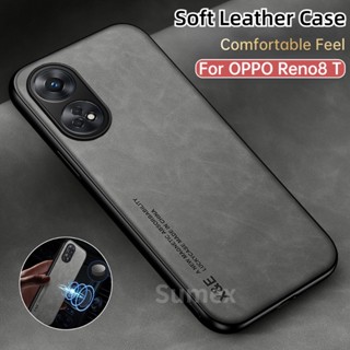 เคสโทรศัพท์มือถือหนัง กันกระแทก พร้อมแผ่นโลหะ สีพื้น หรูหรา สําหรับ OPPO Reno8 T 2023 hp Opo Reno8T CPH2505 5G Reno 8T 8 T Z Pro T8 CPH2481 4G