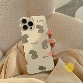 For เคสไอโฟน 14 Pro Max [Mirror Bunny Rabbit] เคส Phone Case For iPhone 14 Pro Max Plus 13 12 Mini 11 X XS Max XR SE 8 7 For เคสไอโฟน11 Ins Korean Style Retro Classic Couple Shockproof Protective TPU Cover Shell