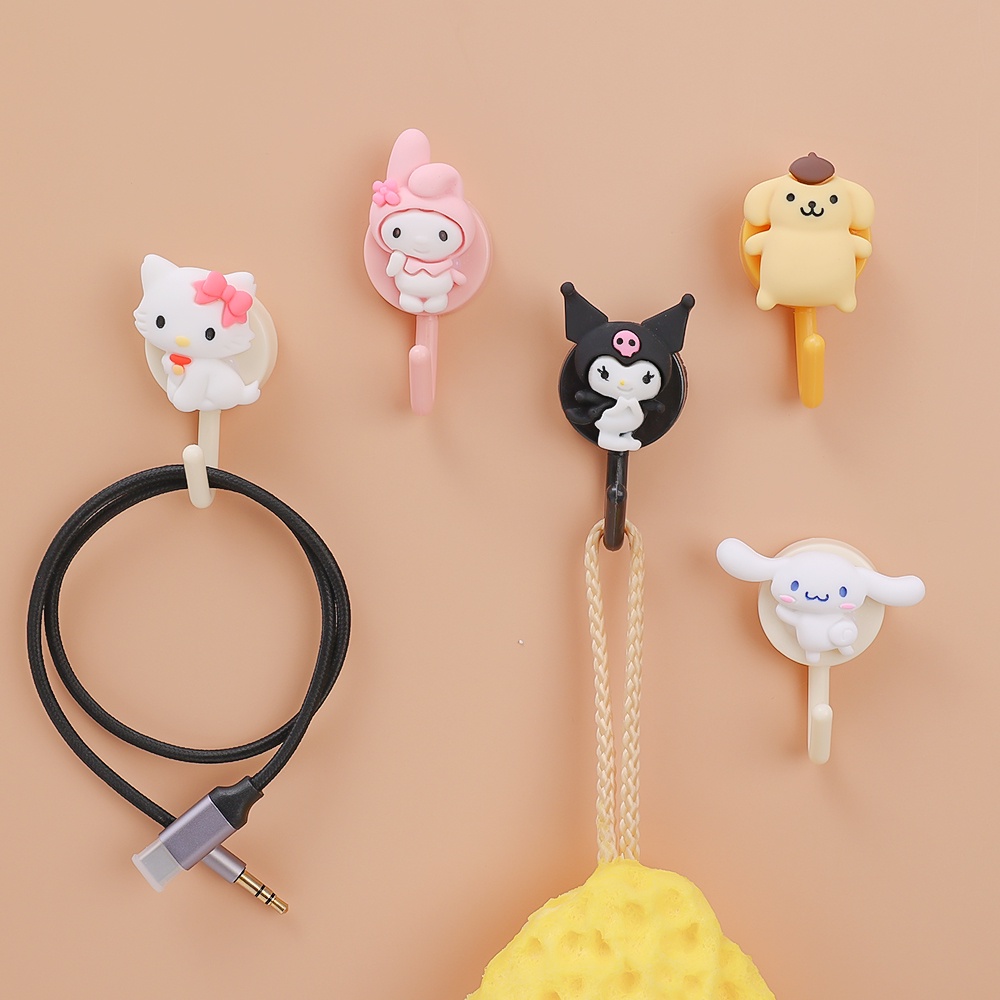ตะขอแขวนติดผนัง อเนกประสงค์ กันน้ํา ลายการ์ตูน Sanrio Series น่ารัก คุณภาพสูง สําหรับแขวนเสื้อผ้า กระเป๋ากุญแจ ผ้าขนหนู