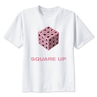 เสื้อยืดหลวมๆ แฟชั่น คอกลม เสื้อยืด blackpink JISOO SQUARE TWO T-shirt tshirt support suit fan group baju saman soko