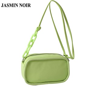 Jasmin NOIR กระเป๋าสะพายไหล่ หนัง PU ทรงสี่เหลี่ยม แต่งสายโซ่ ขนาดเล็ก แฟชั่นสําหรับสตรี