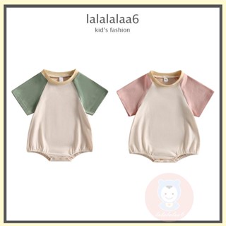 Laa6- ชุดรอมเปอร์ แขนสั้น ลําลอง สีตัดกัน ฤดูร้อน สําหรับเด็กทารกแรกเกิดผู้หญิง