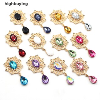 [highbuying] แฟชั่น 28 * 49 มม. โลหะผสม สีทอง แวววาว พลอยเทียม ผู้หญิง เข็มกลัด อุปกรณ์ตกแต่ง DIY เสื้อผ้า การ์ดอวยพร แก้วไวน์ ใหม่ พร้อมส่ง