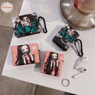 PEWANY Cartoon Airpods Cases Silicone Earphone Cases Anime Demon Slayer Headphone Protect Cover Kamado Tanjirou For Airpods 1 2 Protective Case for Airpods pro 3 Kamado Nezuko Bluetooth Headset Case/Multicolor