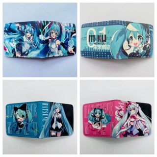 กระเป๋าสตางค์ หนัง PU ใบสั้น ลายการ์ตูนอนิเมะ Hatsune Miku แฟชั่นเรียบง่าย สไตล์ญี่ปุ่น สําหรับวัยรุ่น และนักเรียน