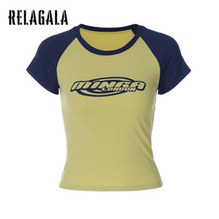 Relagala ใหม่ เสื้อยืดลําลอง แขนสั้น คอกลม พิมพ์ลาย เซ็กซี่ แฟชั่นสําหรับสตรี 2023