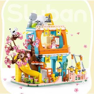 Moc ใหม่ โมเดลบ้านแมวน่ารัก 521 ชิ้น สําหรับตกแต่งบ้าน สวน DIY