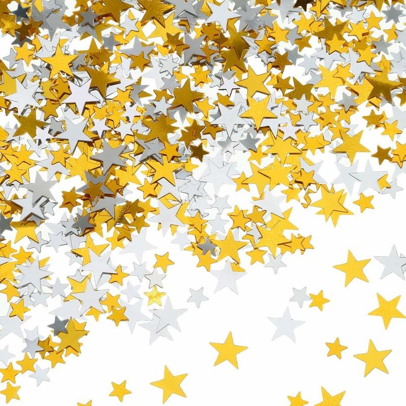 6 มม.10 มม.Star ตาราง Confetti ฟอยล์โลหะเลื่อม Scater สําหรับ DIY Crafs 30th 50th วันเกิดงานแต่งงานตกแต่ง 15g