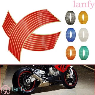 Lanfy สติกเกอร์เทปสะท้อนแสง ลายทาง หลากสี สําหรับติดตกแต่งขอบล้อรถมอเตอร์ไซค์ Kawasaki Honda 17 นิ้ว 18 นิ้ว