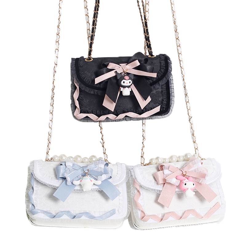 กระเป๋าสะพายไหล่ ลายการ์ตูนอนิเมะ My Melody Kuromi Cinnamoroll Kawaii น่ารัก เหมาะกับของขวัญ สําหรับเด็กผู้หญิง