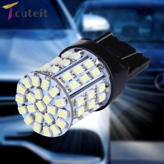 หลอดไฟเบรกท้ายรถยนต์ T20 W21W 7443 7440 LED 64-SMD 1206 สีขาว 2 ชิ้น