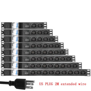 ปลั๊กไฟ PDU 2 -20 ทาง C13 2 เมตร ป้องกันไฟกระชาก ปลั๊ก US