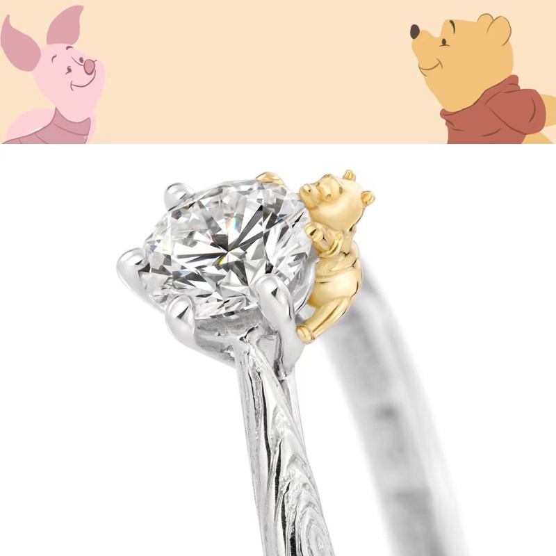เครื่องประดับหมีเพชร, การ์ตูนวินนี่เดอะพูห์, เกาหลี, น่ารัก, แหวนหรูหราแฟชั่นสําหรับผู้หญิง, ปรับขนาดได้