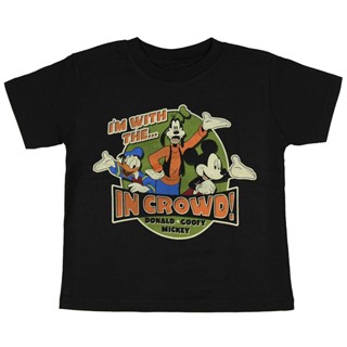 TOP CTเสื้อยืดโอเวอร์ไซส์เสื้อยืดคอกลม ผ้าฝ้าย พิมพ์ลาย Disney Mickey Mouse And Friends Toddlers With The In Crowd (2T)