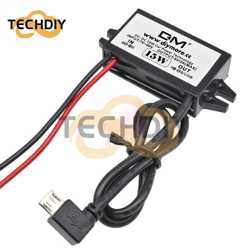 Dc-dc ตัวแปลง 12V เป็น 5V 3A โมดูลพาวเวอร์ซัพพลาย สเต็ปดาวน์ Micro USB กันน้ํา 15W เอาท์พุต แหล่งจ่ายไฟรถยนต์ ความร้อนต่ํา ป้องกันอัตโนมัติ