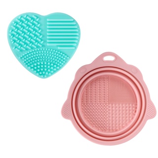 2pcs Sponge Bowl Portable Washing Makeup Brush Detergent Carrying Powder Puff Girl Foldable Eco-friendly Cleansing Pad