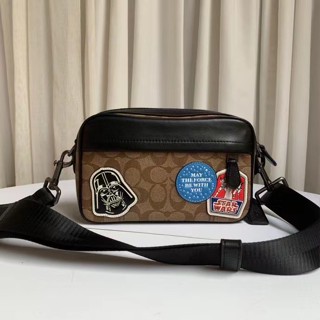 COACH 89188 Star War กระเป๋าสะพายไหล่ผู้ชาย/กระเป๋ากล้อง/กระเป๋าผู้ชายแฟชั่นหนังแท้/ความจุขนาดใหญ่/กลางแจ้งลำลอง