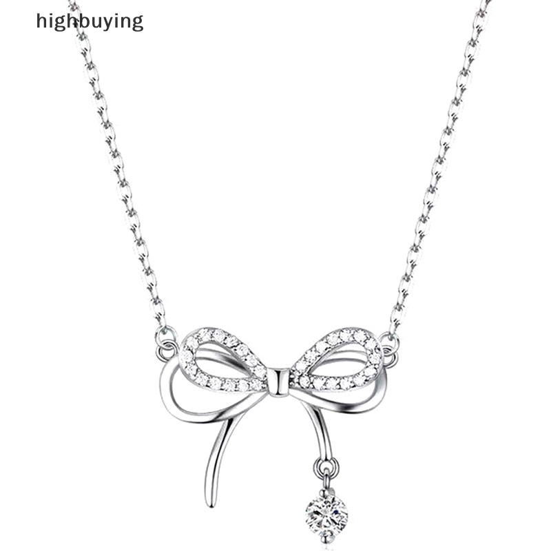[highbuying] สร้อยคอ จี้โบว์ เพทาย ออกแบบดี หรูหรา แฟชั่นเกาหลี สําหรับผู้หญิง ปาร์ตี้ เลดี้ Accesorios สินค้าใหม่