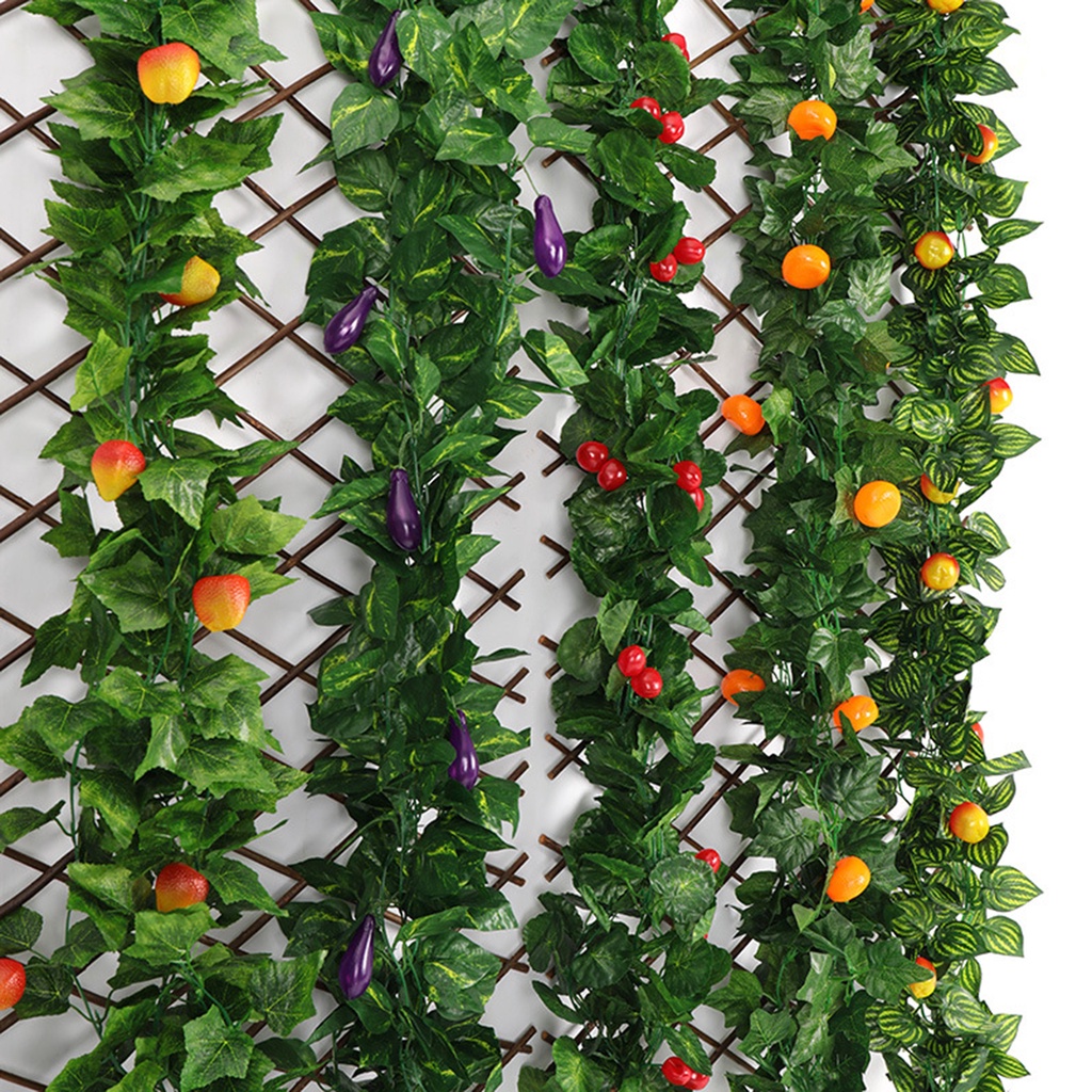 5 ชิ้น/เชือกประดิษฐ์ผลไม้ปลอม/Vegatable Vines แขวนพืชขนาดใหญ่ใบ Garland สําหรับงานแต่งงานตกแต่งบ้าน