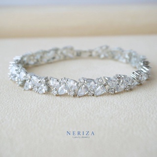 Neriza Jewelry/ข้อมือเพชรสังเคราะห์ เกรดพรีเมี่ยมประกายไฟเทียบเท่าเพชรแท้ จัดส่งฟรี NB036