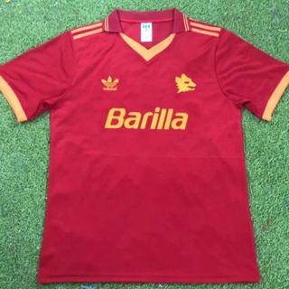 เสื้อกีฬาแขนสั้น ลายทีมชาติฟุตบอล Roma 92-94 แนวเรโทร แห้งเร็ว สําหรับผู้ชาย ไซซ์ S - XXL