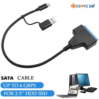 สายเคเบิลเชื่อมต่อฮาร์ดไดรฟ์คอมพิวเตอร์ ที่สะดวก / SATA เป็น USB Type-C อินเทอร์เฟซคู่ สายอะแดปเตอร์ / สายถ่ายโอนข้อมูล HDD โทรศัพท์มือถือ