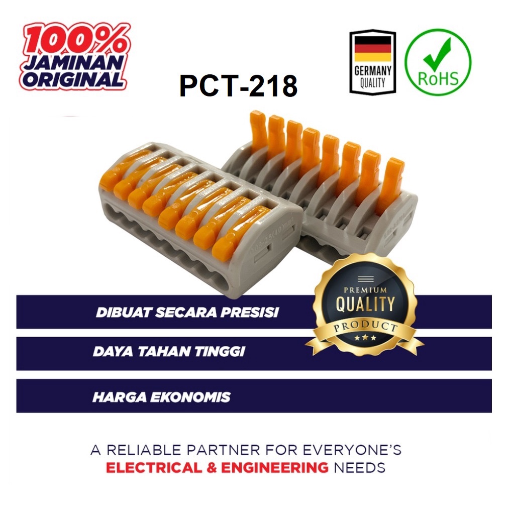PCT-218 WAGO Connector 8 สายขนาดกะทัดรัด Terminal Block Lever Cage Clamp 8P สายเคเบิลการเชื่อมต่อ Co