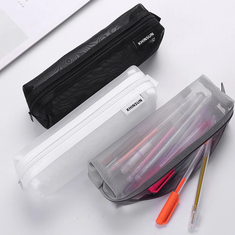 เคสตาข่ายใสเรียบง่าย / ล็อคกล่องดินสอความจุขนาดใหญ่ / ถุงเก็บของกระจุกกระจิกมัลติฟังก์ชั่ / กระเป๋าใส่ปากกา / กระเป๋าเดินทางเครื่องสําอางและกล