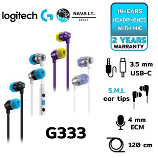 COINSคืน15%⚡FB9JMZV6⚡ LOGITECH G333 หูฟังเกมมิ่ง GAMING EARPHONES WITH MIC AND DUAL DRIVERS รับประกันศูนย์ไทย 2 ปี