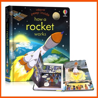 หนังสือพลิกภาพภาษาอังกฤษ Usborne Peep Inside How A Rocket Works สําหรับเด็ก