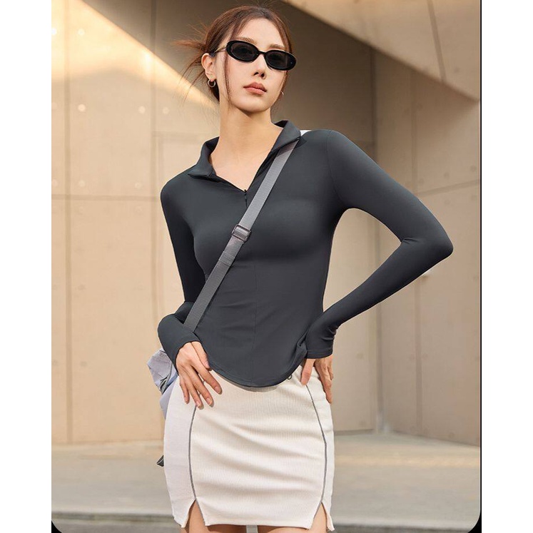 ✨Araya Lady✨ เสื้อคลุมออกกำลังกาย รุ่น YOGA-129 เสื้อแขนยาวทรงเข้ารูป เสื้อแขนยาวใส่เที่ยว ใส่ออกกำล
