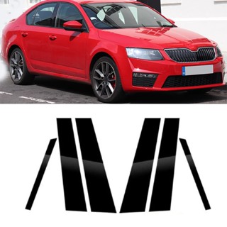 [พร้อมส่ง] ขอบเสาหน้าต่างรถยนต์ สีดํามันวาว สําหรับ Skoda Scout Octavia Scout 2014-2019 6 ชิ้น