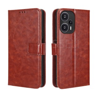 เคสโทรศัพท์หนัง PU ฝาพับ พร้อมช่องใส่บัตร และขาตั้ง สําหรับ Xiaomi Poco F5 PocoF5