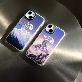 【ผิวด้าน】TNF เคสโทรศัพท์มือถือแบบแข็ง ผิวด้าน ลายภูเขาหิมะ สองด้าน สําหรับ iPhone 14 13 12 Pro max 13Pro 12Pro 12 11 14 Pro max