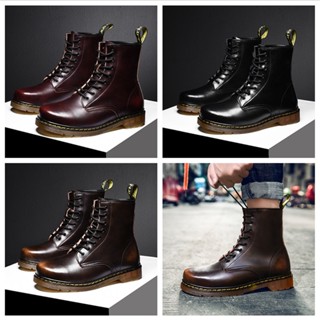 DR.MARTENS พร้อมส่ง ดร. นิวอิงแลนด์ ขนาดใหญ่ รองเท้าบูทมาร์ติน หนังวัวแท้ ข้อสูง 8 รู สไตล์นักธุรกิจ สําหรับผู้ชาย