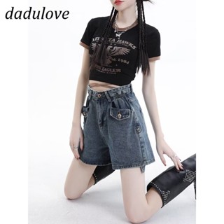 DaDulove💕 New Korean Version of Ins Multi-pocket Denim Shorts High Waist Loose A- line Pants Large Size Hot Pants