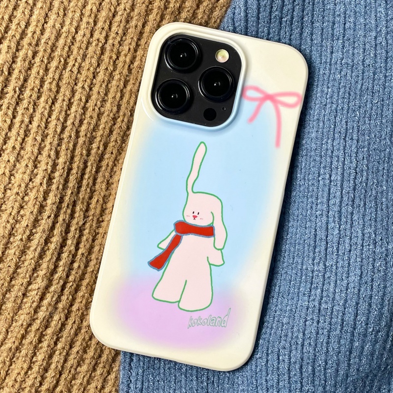 เคสโทรศัพท์มือถือแบบแข็ง กันกระแทก ลายกระต่าย สีเหลือง สีเบจ สีชมพู สร้างสรรค์ สําหรับ 14Promax 14Plus 14 13Promax 13 12Promax 12 11Promax 11 XSMAX XR 7PLUS HF6V