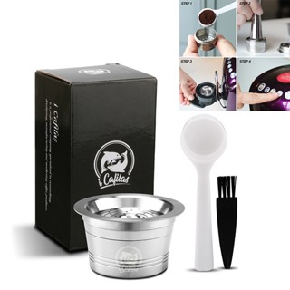 Coffee Capsule Kit Spoon Brush Refillable Reusable Stainless steel Pod